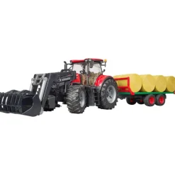 Case IH Optum 300CVX with Front Loader and Bale Trailer
