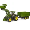 John Deere 7R350 Tractor with Frontloader & Tipping Trailer