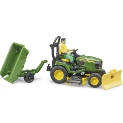 John Deere Ride on Lawn Mower with Trailer & Man