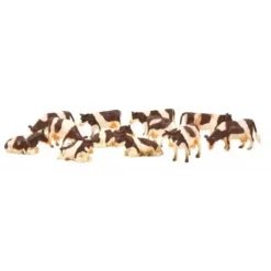 Set of 12 Brown & White Cows