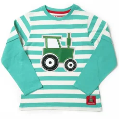 Tractor Ted Stripey Long Sleeve Teal T-shirt 5-6 YEARS